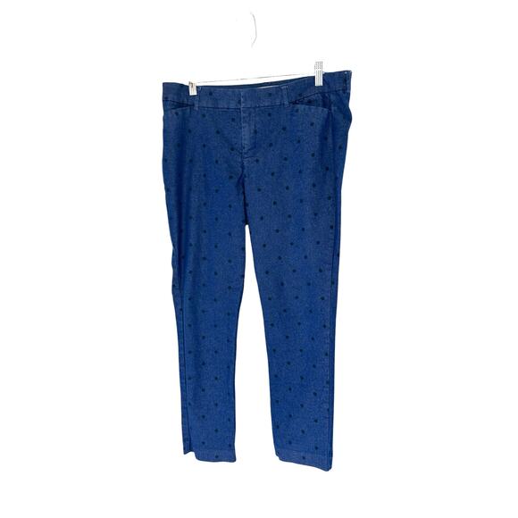 Old Navy Blue Polka Dot Office Work Business Ankle Pixie Dress Pants Size 10 - Picture 1 of 11